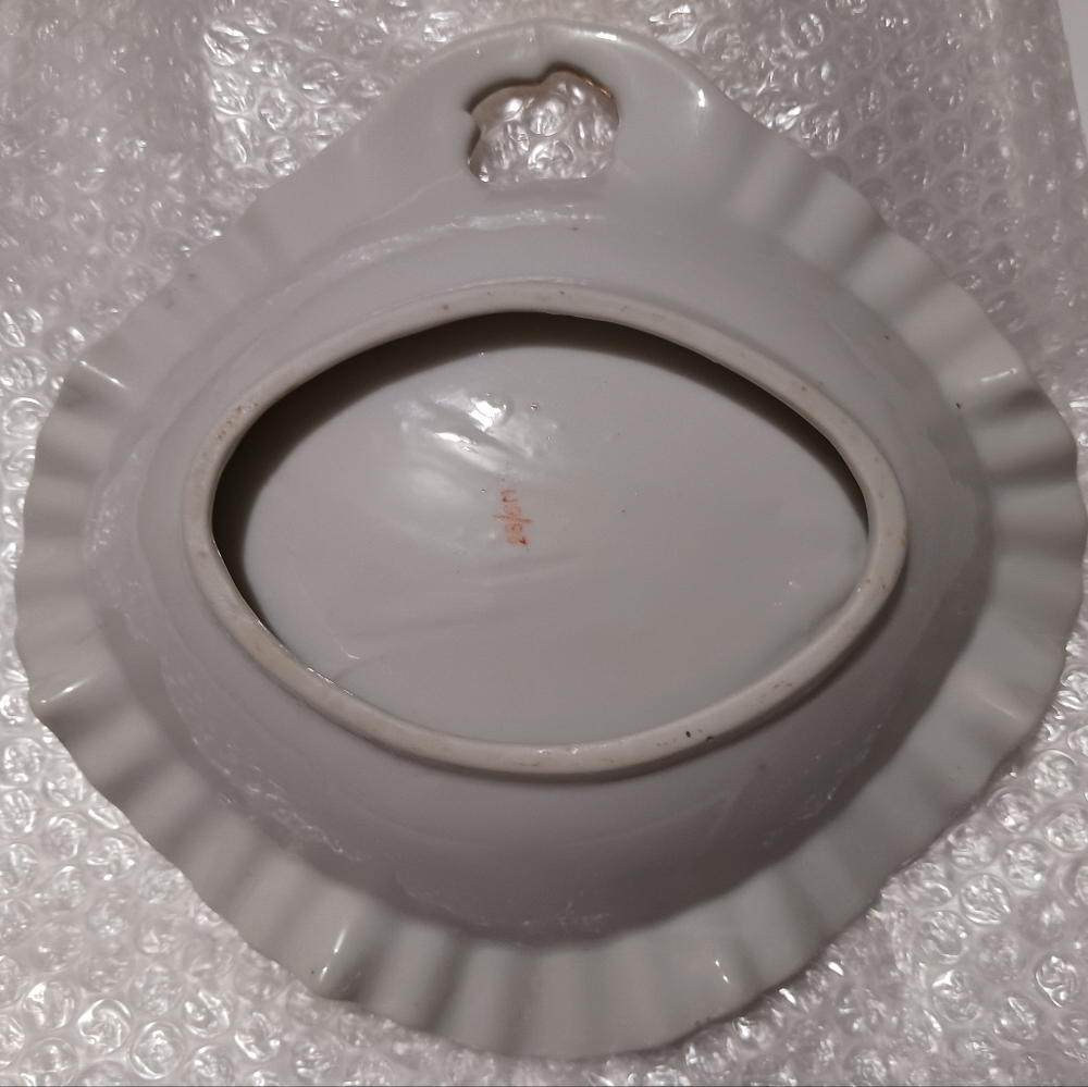 Vintage Moss Rose China Candy Dish 28/6M Gold Trim Scalloped Edge - Picture 11 of 12